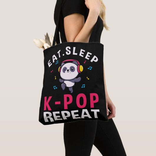 Eat Sleep KPop Herhaal Kawaii Panda Tote Bag (Dichtbij)