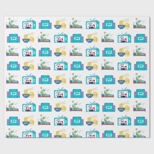 EAT SLEEP KPOP HERHAALT CADEAUPAPIER (Vlak)