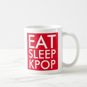 Eat Sleep Kpop Muziek ventilatorrood wit Koffiemok