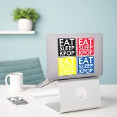 Eat Sleep Kpop set van 4 Die Cut Sticker (Laptop op bureau)