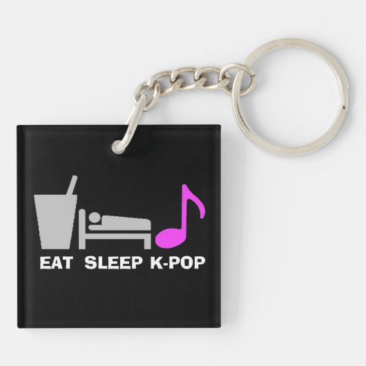 Eat Sleep Kpop Sleutelhanger (dubbele kleur) (Achterkant)