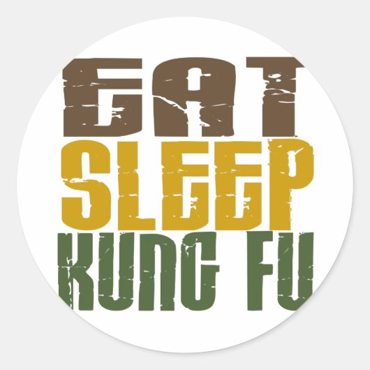 Eat Sleep Kung Fu 1 Ronde Sticker (Voorkant)
