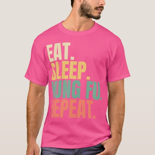 Eat Sleep Kung Fu Herhalen T-shirt (Voorkant)