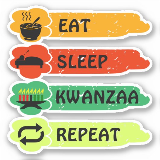 Eat Sleep Kwanzaa Repeat, Kiss Cut Sticker (Voorkant)