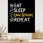 Eat Sleep Law School Herhalen Poster (Keuken)