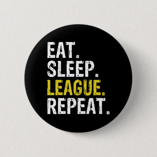 Eat Sleep League Herhaal gamegeling via sport Ronde Button 5,7 Cm