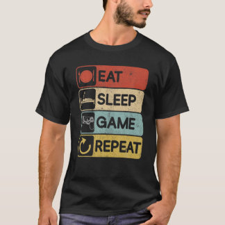 Eat Sleep League Herhaal gamegeling via sport T-shirt