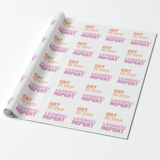 Eat Sleep Lesbian Repat Cadeaupapier (Uitgerold)