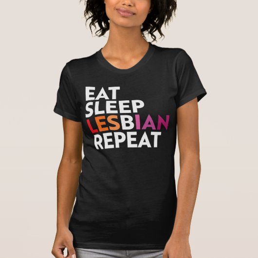 EAT SLEEP LESBIAN REPEAT T-SHIRT (Voorkant)