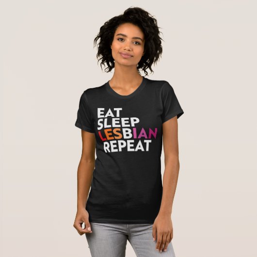 EAT SLEEP LESBIAN REPEAT T-SHIRT (Voorkant volledig)