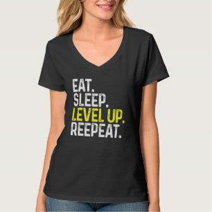 Eat Sleep Level Up Herhaal gamer-games T-shirt