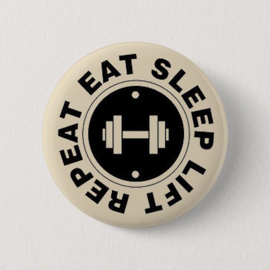 Eat Sleep Lift Herhaal Pin Badge Ronde Button 5,7 Cm (Voorkant)