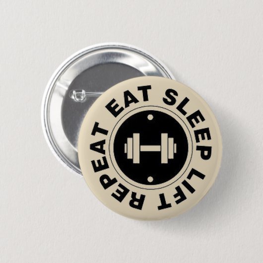 Eat Sleep Lift Herhaal Pin Badge Ronde Button 5,7 Cm (Voorkant /achterkant)