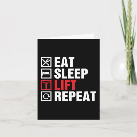 Eat Sleep Lift Herhalen Kaart (Voorkant)