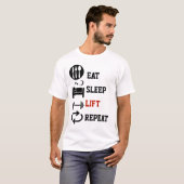 Eat Sleep Lift Herhaling Gewichtslipdraaikolk T-shirt (Voorkant volledig)