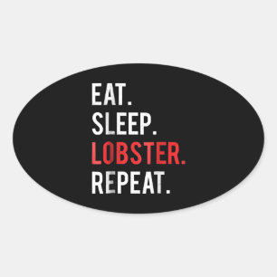Eat Sleep Lobster Herhaal White Louisiana Crawfish Ovale Sticker