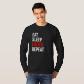 Eat Sleep Locks herhalen Mech van de metaalarbeide T-shirt (Voorkant volledig)