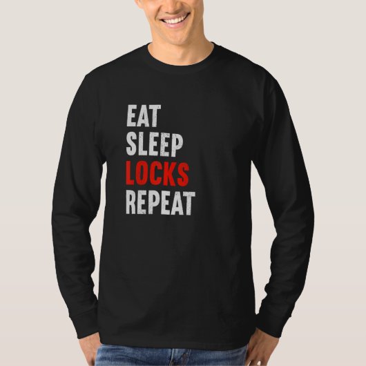 Eat Sleep Locks herhalen Mech van de metaalarbeide T-shirt (Voorkant)