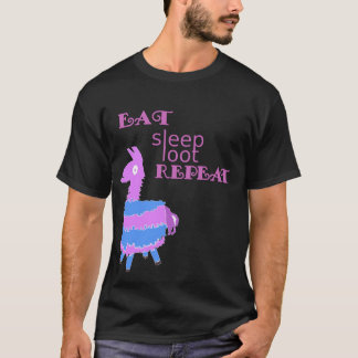 Eat Sleep Loot Herhaal Llama Tshirt Birthday Shirt