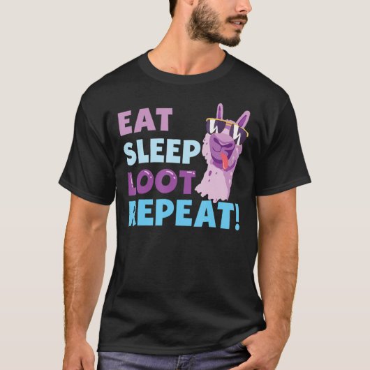 Eat Sleep Loot Herhalen LLAMA Birthday Classic T-shirt (Voorkant)