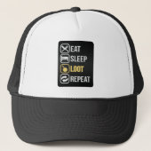 Eat Sleep Loot Herhalen Trucker Pet (Voorkant)