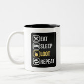 Eat Sleep Loot Herhalen Tweekleurige Koffiemok (Links)