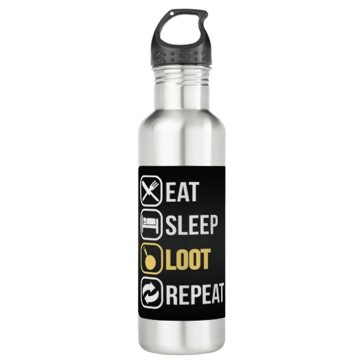 Eat Sleep Loot Herhalen Waterfles (Voorkant)