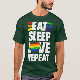 Eat Sleep Love Herhaal LGBT Gay Pride voor mannen T-shirt
