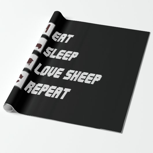 Eat sleep love sheep repeat | Funny Quotes Gift Cadeaupapier (Uitgerold)