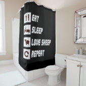 Eat sleep love sheep repeat | Funny Quotes Gift Douchegordijn (In situ)