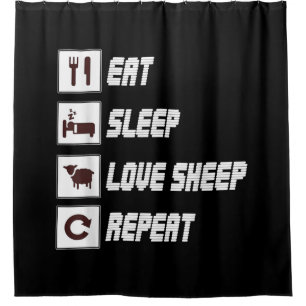 Eat sleep love sheep repeat Funny Quotes Gift Douchegordijn