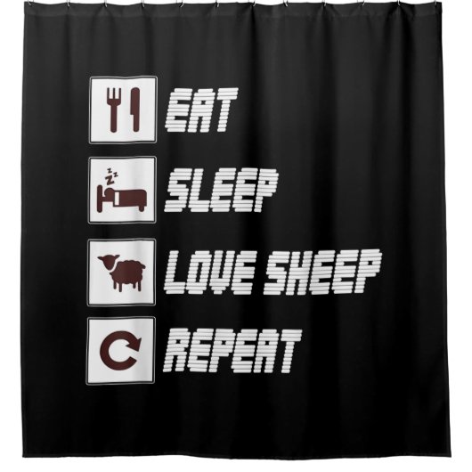 Eat sleep love sheep repeat | Funny Quotes Gift Douchegordijn (Voorkant)