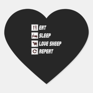 Eat sleep love sheep repeat   Funny Quotes Gift Hart Sticker