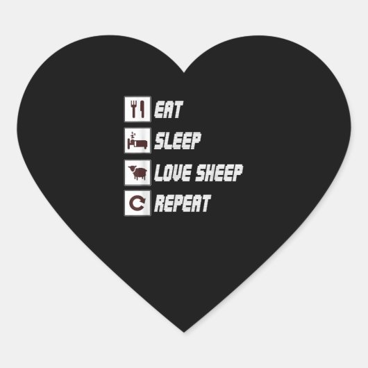 Eat sleep love sheep repeat | Funny Quotes Gift Hart Sticker (Voorkant)