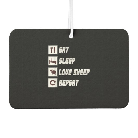 Eat sleep love sheep repeat | Funny Quotes Gift Luchtverfrisser (Voorkant)