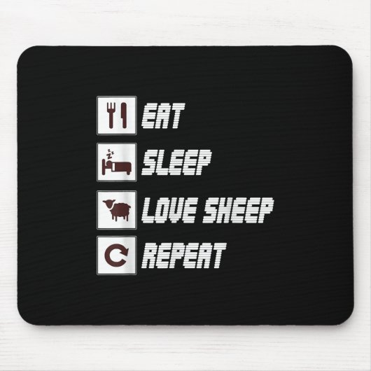 Eat sleep love sheep repeat | Funny Quotes Gift Muismat (Voorkant)