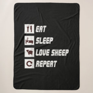 Eat sleep love sheep repeat Funny Quotes Gift Sherpa Deken