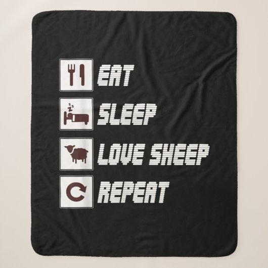 Eat sleep love sheep repeat | Funny Quotes Gift Sherpa Deken (Voorkant)