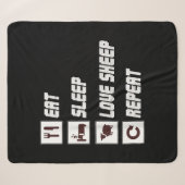 Eat sleep love sheep repeat | Funny Quotes Gift Sherpa Deken (Voorkant (horizontaal))