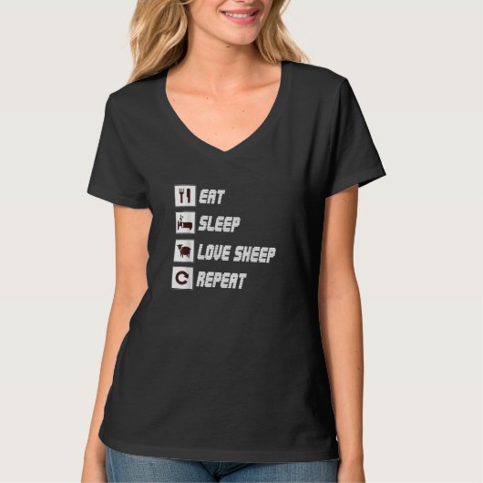 Eat sleep love sheep repeat | Funny Quotes Gift T-shirt (Voorkant)