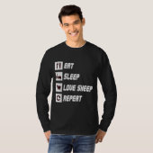 Eat sleep love sheep repeat | Funny Quotes Gift T-shirt (Voorkant volledig)
