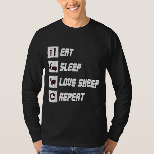 Eat sleep love sheep repeat | Funny Quotes Gift T-shirt (Voorkant)