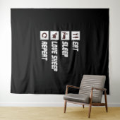 Eat sleep love sheep repeat | Funny Quotes Gift Wandkleed (In Situ (horizontaal))