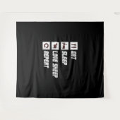 Eat sleep love sheep repeat | Funny Quotes Gift Wandkleed (Voorkant (horizontaal))