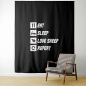 Eat sleep love sheep repeat | Funny Quotes Gift Wandkleed (In situ)