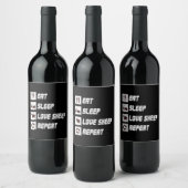 Eat sleep love sheep repeat | Funny Quotes Gift Wijn Etiket (Flessen)