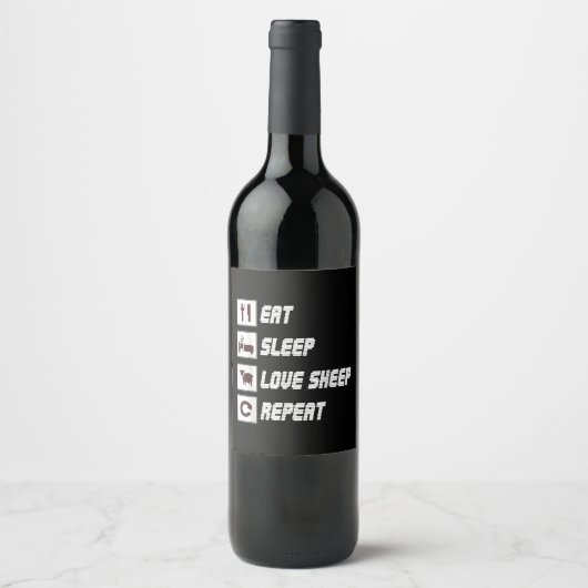 Eat sleep love sheep repeat | Funny Quotes Gift Wijn Etiket (Voorkant)