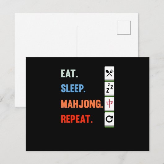 Eat Sleep Mahjong Repeat Mahjong Game Player Games Briefkaart (Voorkant / Achterkant)