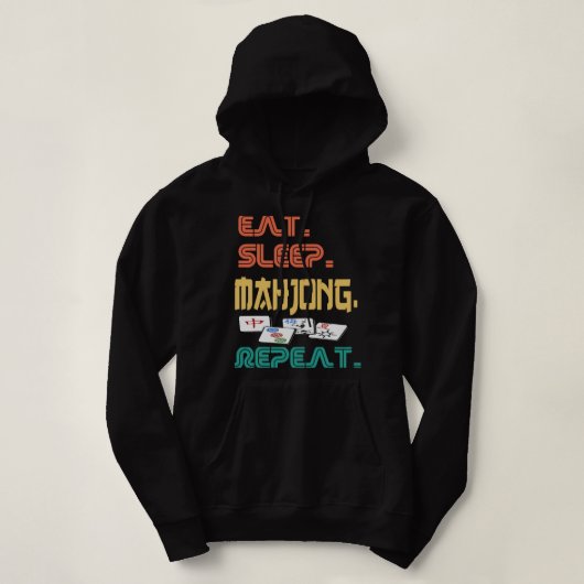 Eat Sleep Mahjong Repeten Fun Chinese joods Tile G Hoodie (Design voorkant)