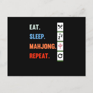 Eat Sleep Mahjong Repeten Mahjong Game Player Game Aankondigingskaart